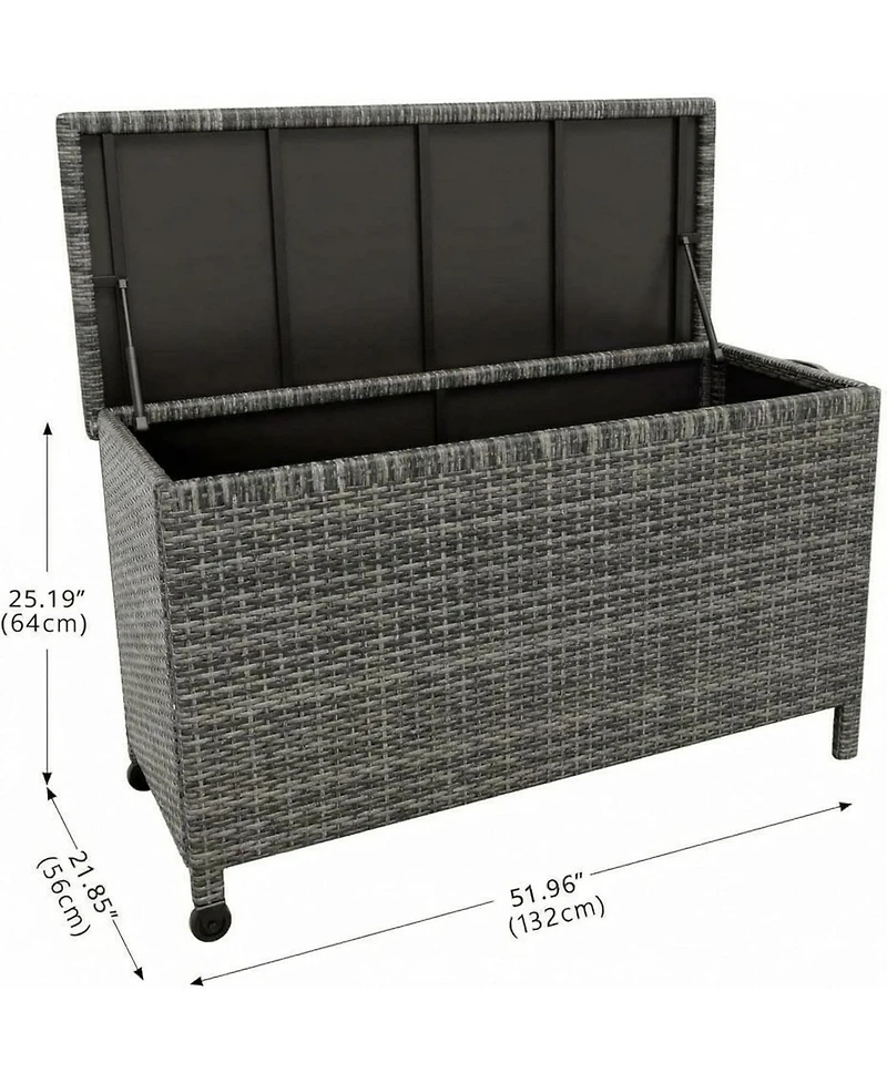 gaomon Wicker Deck Box, 125 Gallon All-Weather Outdoor Storage Box, Rattan Storage Bin for Patio Furniture, Outdoor Cushions