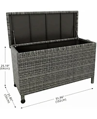 gaomon Wicker Deck Box, 125 Gallon All-Weather Outdoor Storage Box, Rattan Storage Bin for Patio Furniture, Outdoor Cushions