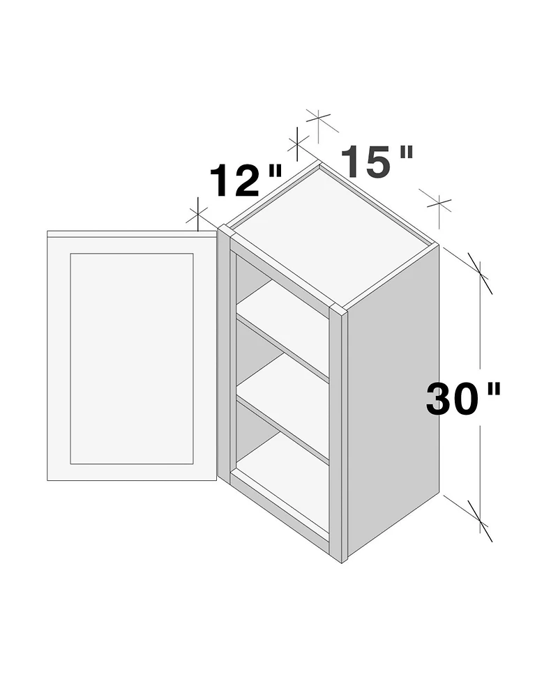 Boyel Living W15" Dove Wall Cabinet with Full Overlay Hdf Door for Custom Kitchen or Bathroom