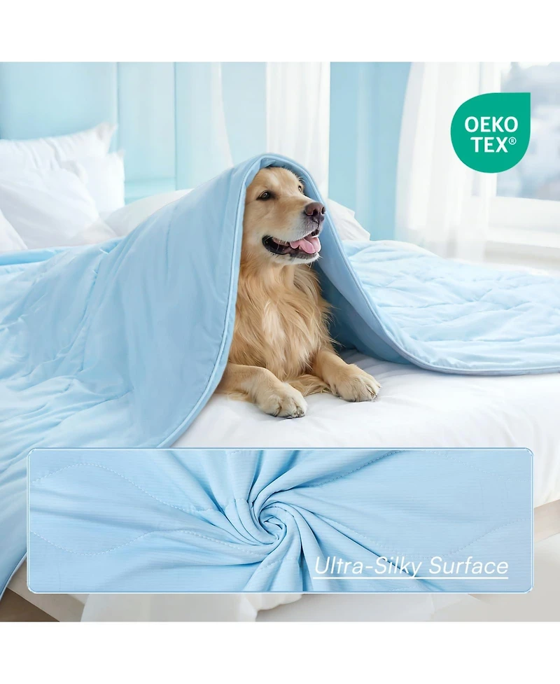 Aronkl Cat Dog Blanket Washable Q-max>0.5 Self-cooling Soft Breathable Calming Pet Mat for Sofa Crate Bed