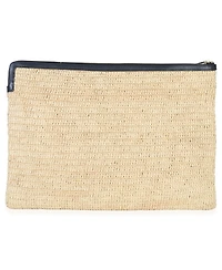 Pre-Owned Celine Beige Raffia Sequin Logo Clutch
