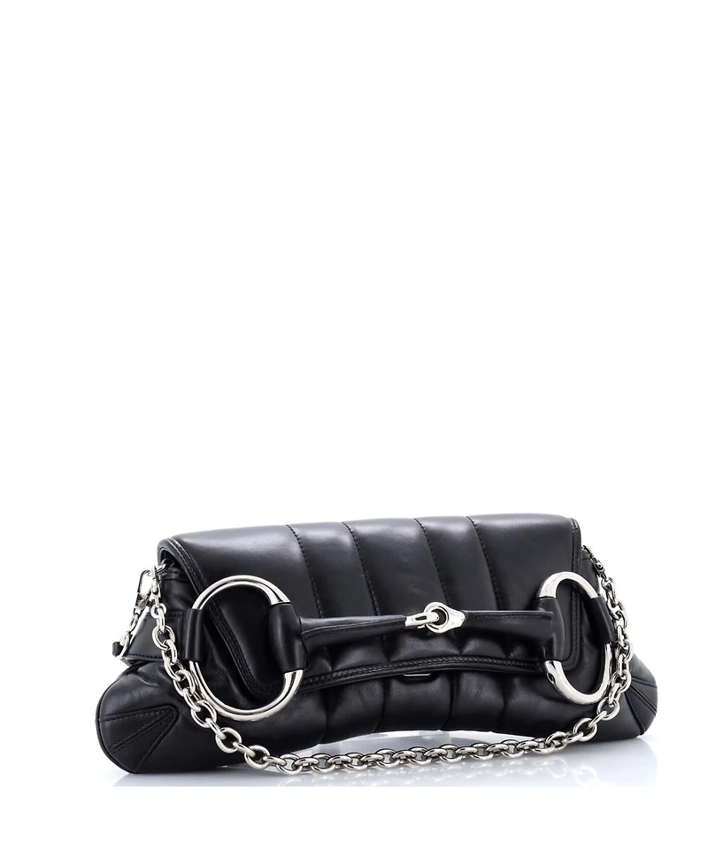 Pre-Owned Gucci Horsebit Chain Shoulder Bag Vertical Quilted Leather