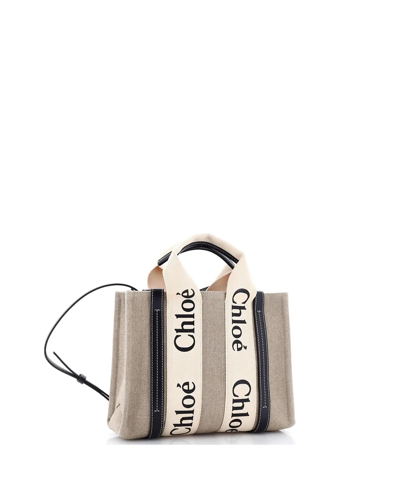 Pre-Owned Chloe Small Woody Tote Canvas with Leather