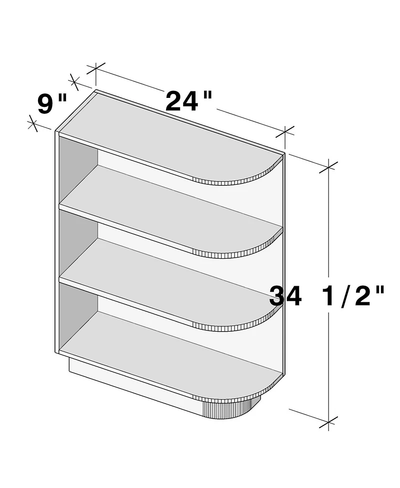 Boyel Living W9" Dove End Corner Open Shelf Base Cabinet with Full Overlay Hdf Door