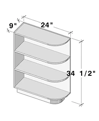 Boyel Living W9" Dove End Corner Open Shelf Base Cabinet with Full Overlay Hdf Door