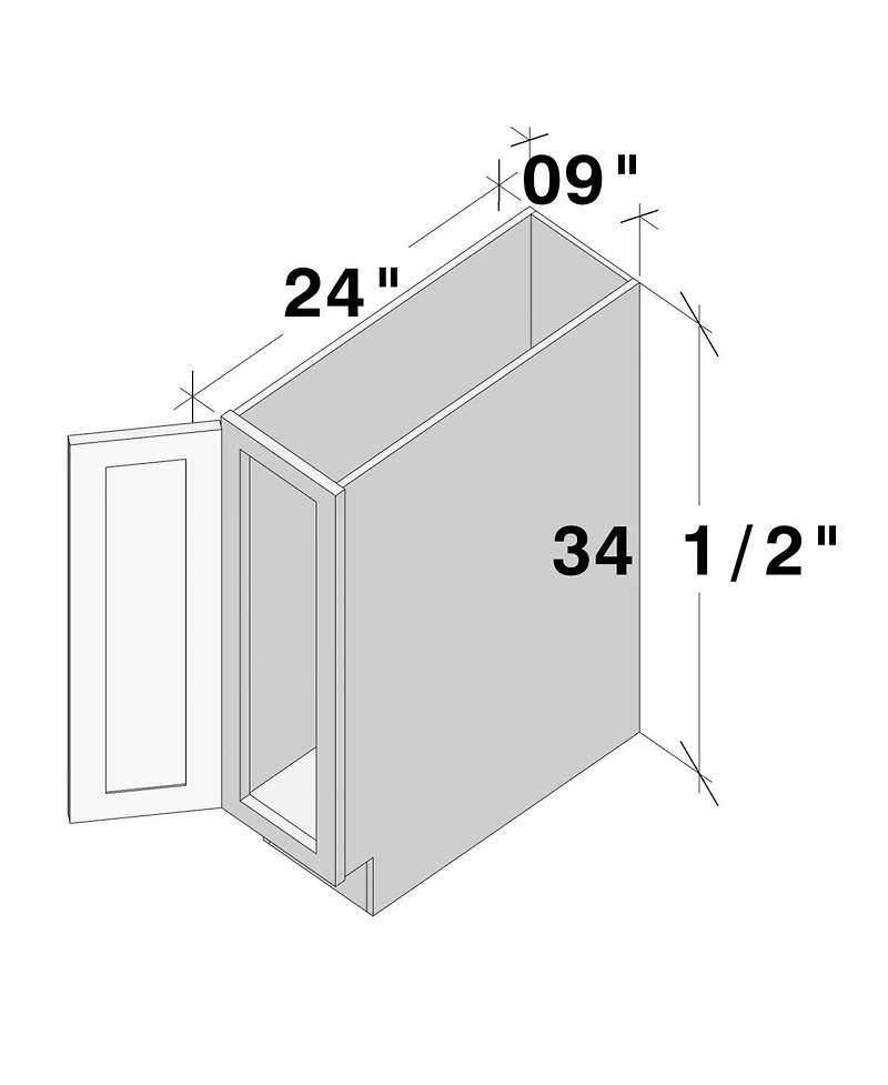 Boyel Living 9" Single Base Cabinet with Full Overlay Hdf Door and Dovetail Drawer