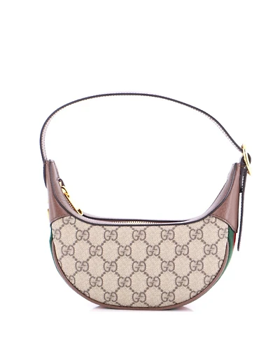 Pre-Owned Gucci Mini Ophidia Half Moon Bag Gg Coated Canvas