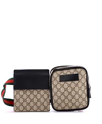 Pre-Owned Gucci Double Web Belt Bag Gg Coated Canvas with Leather