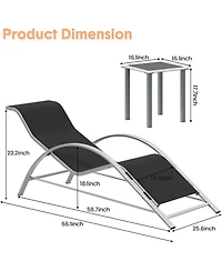 gaomon Outdoor Patio Chaise Lounge Set of Pool Lounge Chairs with Arm & Side Table, Beach Sunbathing Lawn Aluminum Chairs