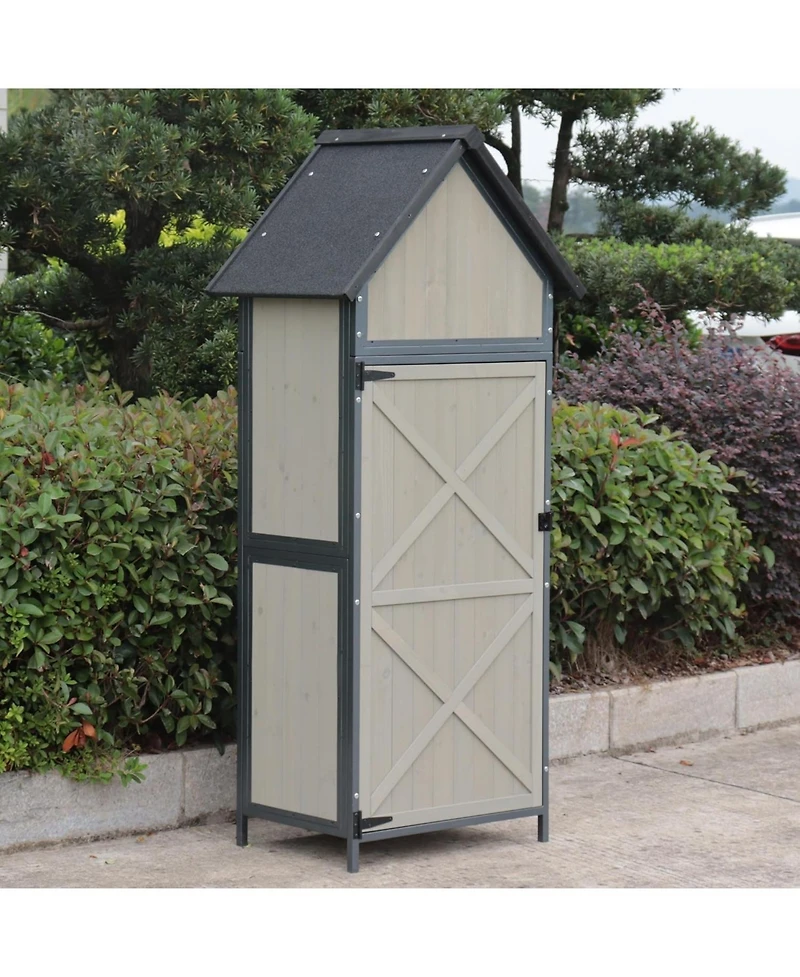gaomon Outdoor Sheds Storage, Vertical Storage Sheds, Wooden Sheds with Metal Frame, Large Capacity Storage, Box for Backyard Garden