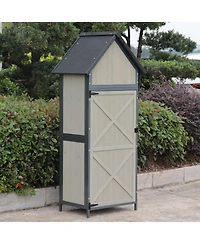 gaomon Outdoor Sheds Storage, Vertical Storage Sheds, Wooden Sheds with Metal Frame, Large Capacity Storage, Box for Backyard Garden