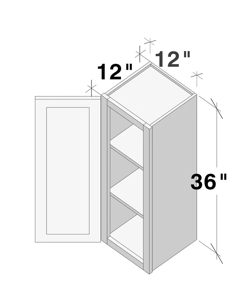 Boyel Living W12" x H36" Full Overlay Glass Cabinet Door for Custom Wall Cabinetry