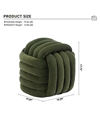 Rainsken Modern Knot Design Ottoman, Chenille Fabric Upholstered Makeup Stool, Stylish Home Decor Footstool for Living Room