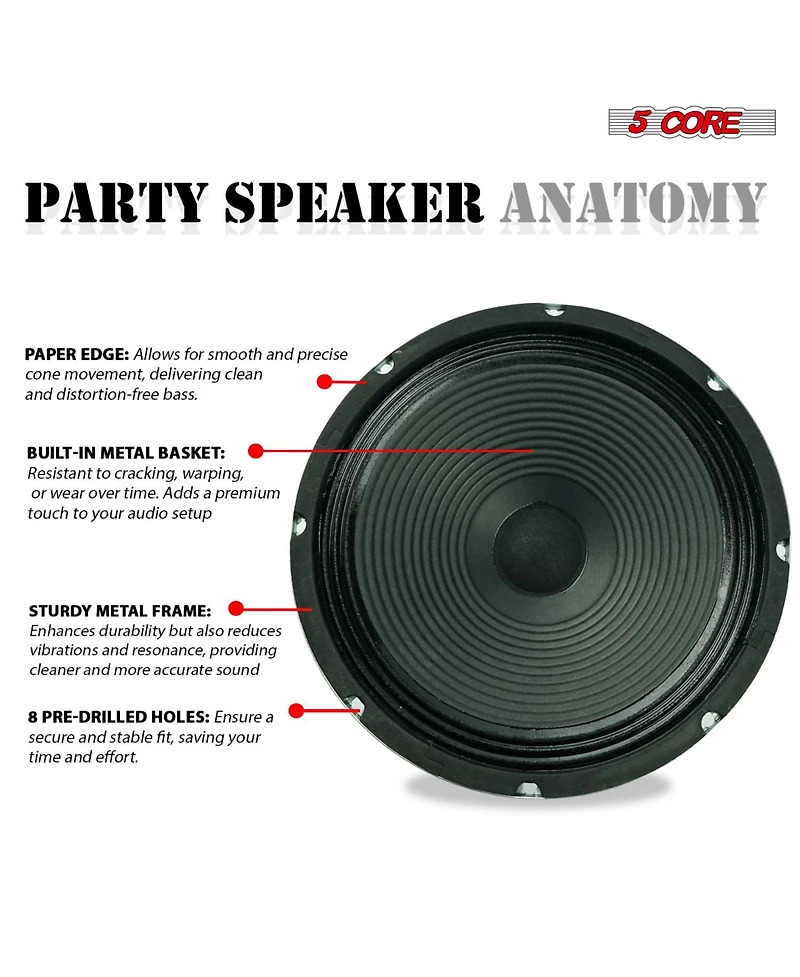 5 Core 10 Inch Guitar Speaker 60W 8Ohm 25Oz Magnet 1.25" Vc Amplifier Cabinet Driver