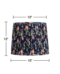 Springcrest Sally 13" Top x 15" Bottom x 12" High x 12" Slant Print Lamp Shade Replacement Pleated Rose Floral Spider Harp Finial