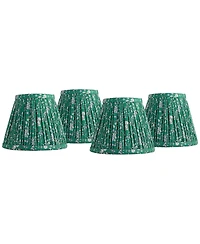 Springcrest 3 1/2" Top 6" Bottom 5" High 5" Slant Print Lamp Shade Replacement Set of 4 Floral Clip On Candelabra