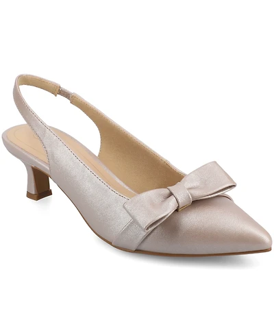 Journee Collection Women's Paloma Bow Kitten Heel Slingback Pumps