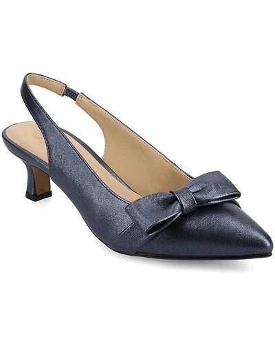 Journee Collection Women's Paloma Bow Kitten Heel Slingback Pumps