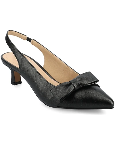 Journee Collection Women's Paloma Bow Kitten Heel Slingback Pumps