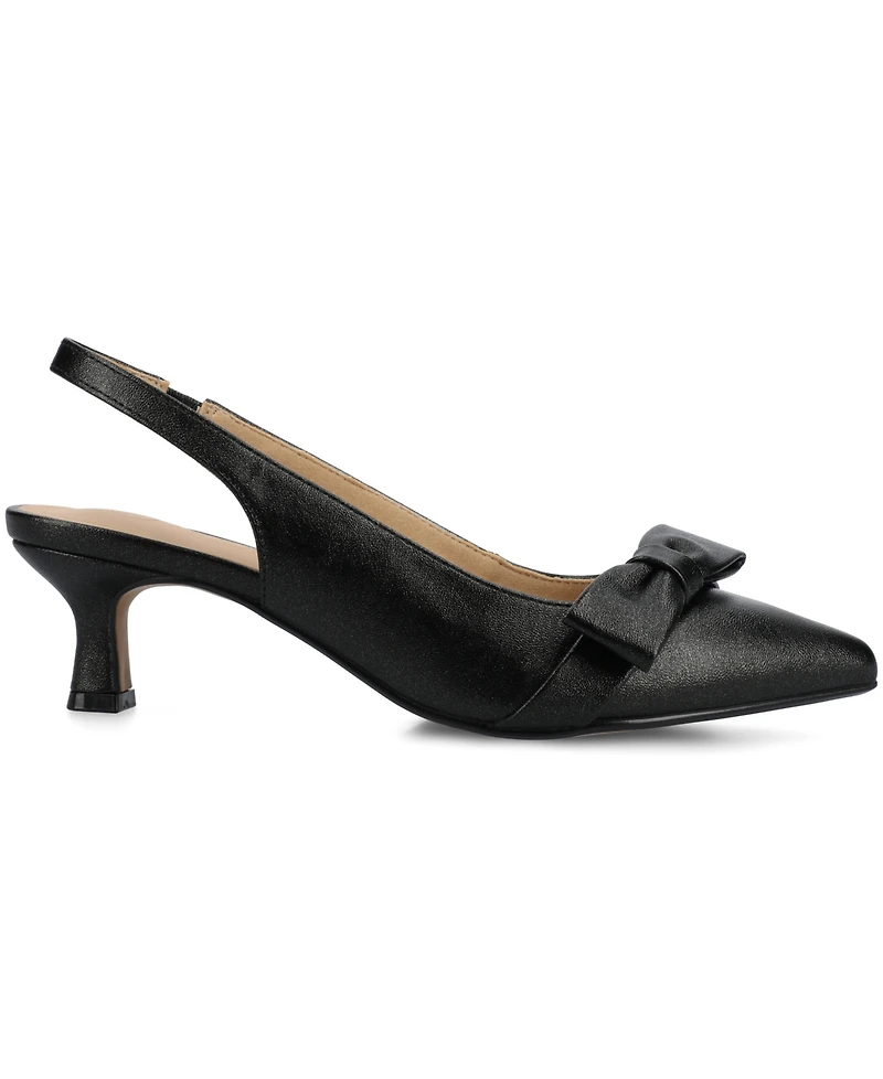 Journee Collection Women's Paloma Bow Kitten Heel Slingback Pumps