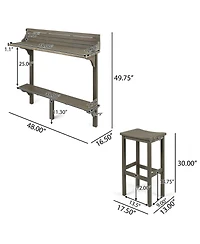 sumyeg 3-Piece Balcony Bar Set with Bottom Shelf Table and 2 Stools