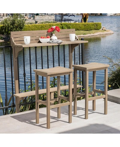 sumyeg 3-Piece Balcony Bar Set with Bottom Shelf Table and 2 Stools
