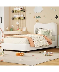 gaomon Boucle Upholstered Cloud Bed Frame with Headboard and Slat Support