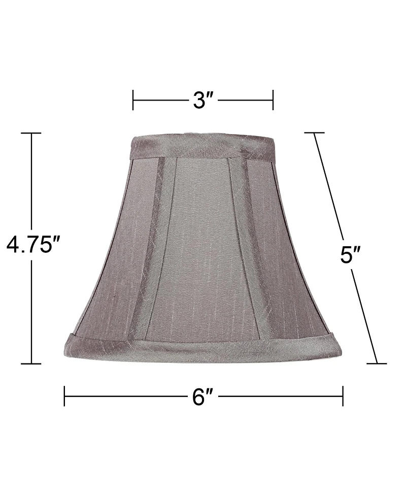 Springcrest Set of 4 Bell Chip Chandelier Lamp Shades Pewter Small High Candelabra Clip-On Fitting