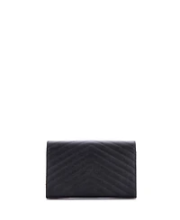 Pre-Owned Saint Laurent Medium Classic Monogram Wallet on Chain Matelasse Chevron Leather