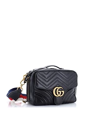 Pre-Owned Gucci Small Gg Marmont Zip Around Camera Bag Matelasse Leather