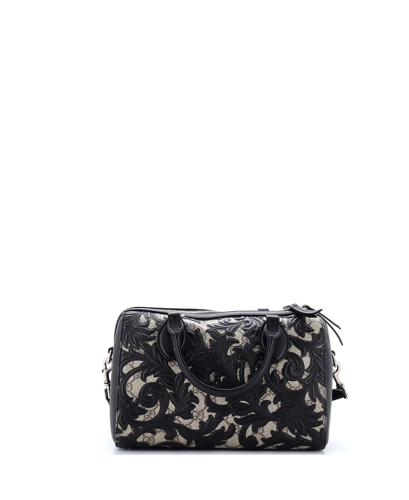 Pre-Owned Gucci Small Convertible Boston Bag Arabesque Gg Coated Canvas with Leather