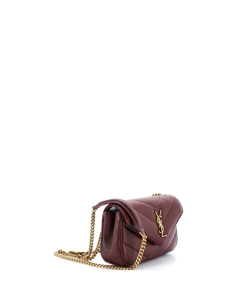 Pre-Owned Saint Laurent Mini Loulou Nm Shoulder Bag Matelasse Chevron Leather