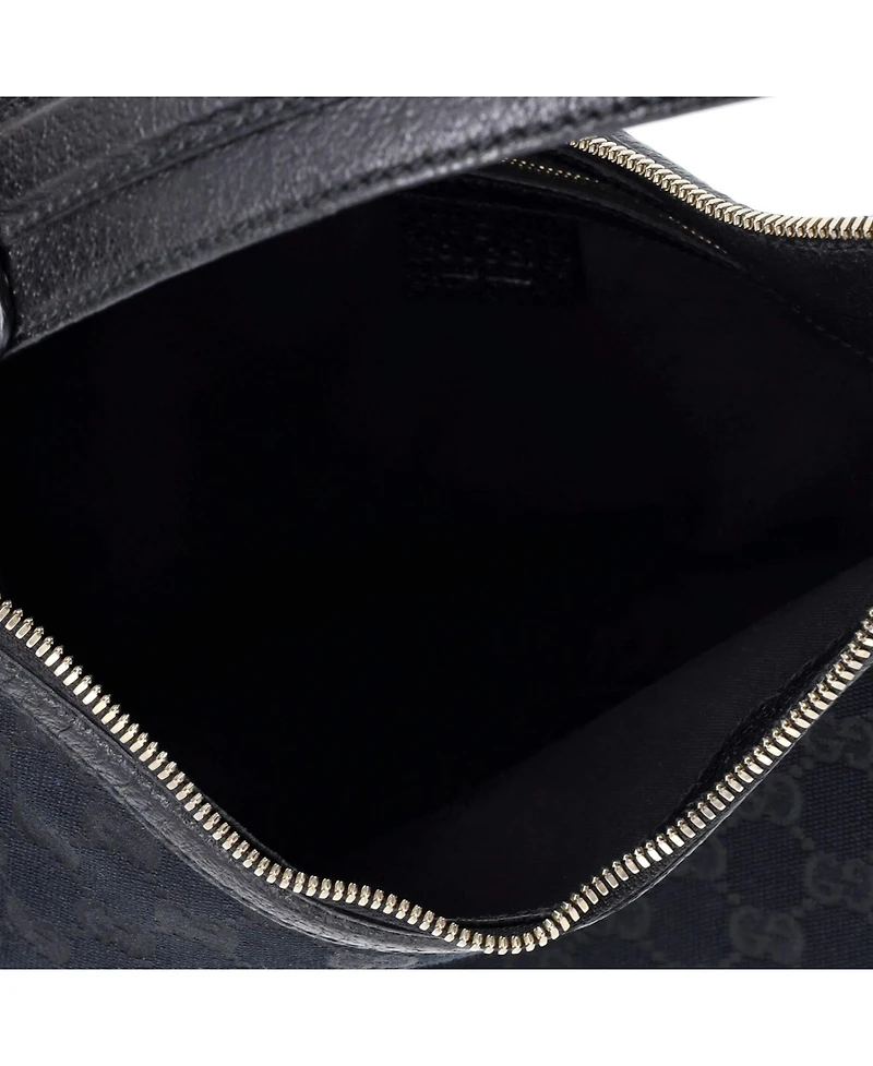 Pre-Owned Gucci Medium Bamboo Ring Half Moon Web Hobo Gg Canvas