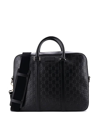 Pre-Owned Gucci Medium Signature Convertible Briefcase Guccissima Leather