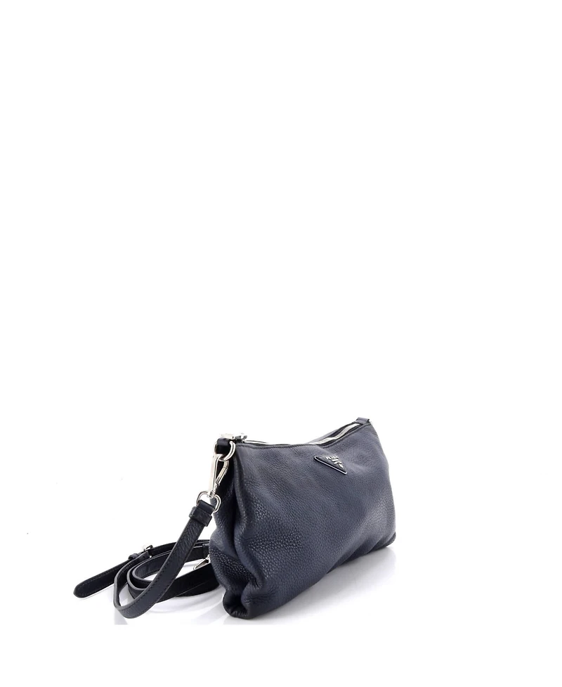 Pre-Owned Prada Mini Flat Zip Crossbody Bag Vitello Daino