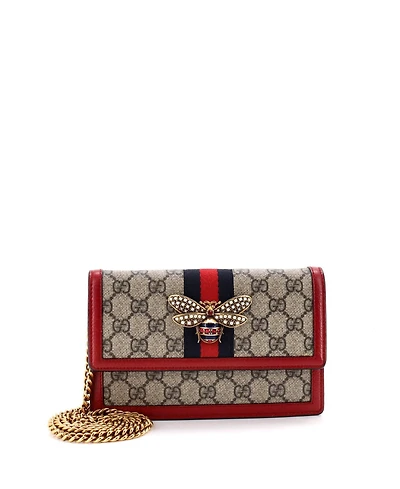Pre-Owned Gucci Mini Queen Margaret Chain Wallet Gg Coated Canvas