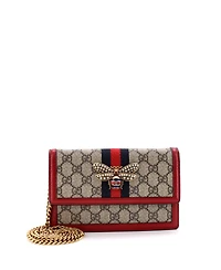 Pre-Owned Gucci Mini Queen Margaret Chain Wallet Gg Coated Canvas