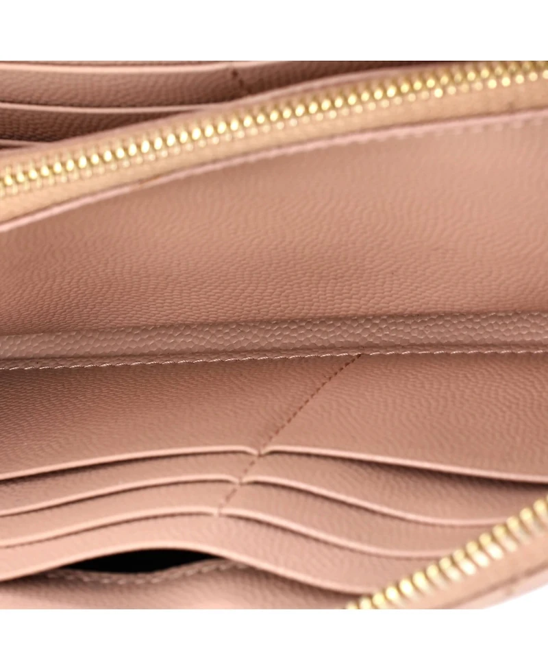 Pre-Owned Saint Laurent Classic Monogram Zip Around Wallet Matelasse Chevron Leather