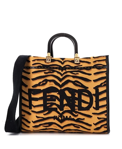Pre-Owned Fendi Medium Sunshine Shopper Tote Printed Canvas