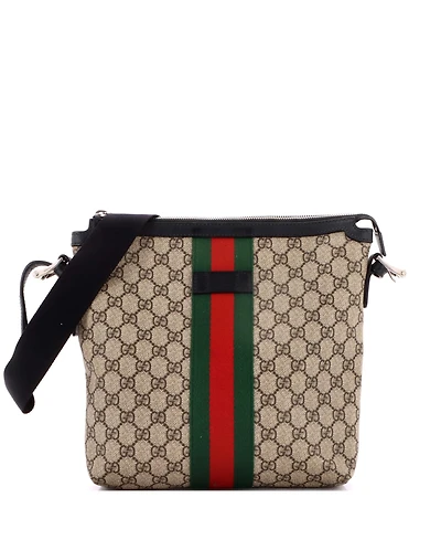 Pre-Owned Gucci Medium Web Messenger Bag Gg Coated Canvas