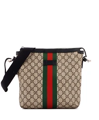 Pre-Owned Gucci Medium Web Messenger Bag Gg Coated Canvas