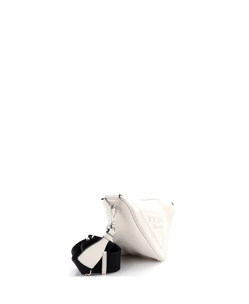 Pre-Owned Prada Mini Triangle Logo Zip Crossbody Bag Embossed Leather