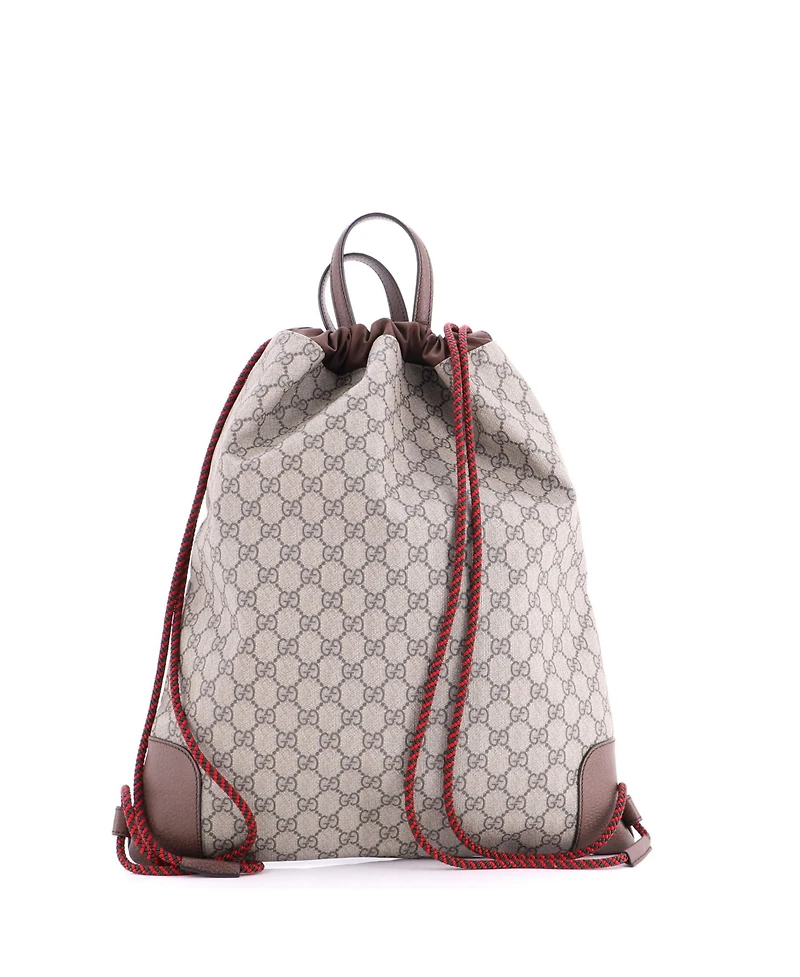 Pre-Owned Gucci Medium Courrier Soft Drawstring Backpack Gg Coated Canvas with Applique