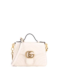 Pre-Owned Gucci Mini Gg Marmont Top Handle Flap Bag Matelasse Leather
