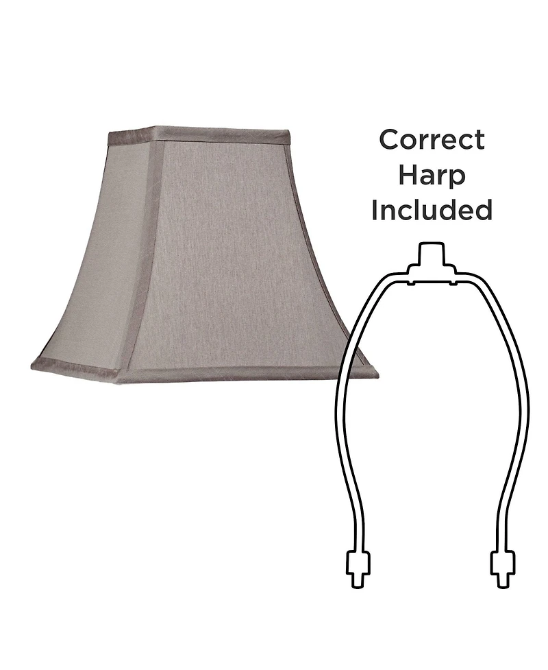 Springcrest Pewter Small Square Lamp Shade 5.25" Top 10" Bottom 9.5" High (Spider) Replacement with Harp and Finial