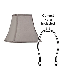 Springcrest Pewter Small Square Lamp Shade 5.25" Top 10" Bottom 9.5" High (Spider) Replacement with Harp and Finial