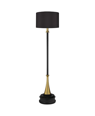 Possini Euro Design Burbank Mid Century Modern Art Deco 70" Tall Floor Lamp with Dimmer Round Riser Brass Drum Shade for Living Room