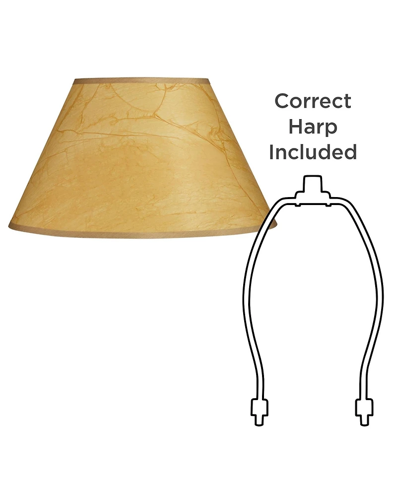 Springcrest Set of 2 Empire Lamp Shades Crinkle Paper Large 10" Top x 20" Bottom x 11" High Spider with Harp and Finial Fitting