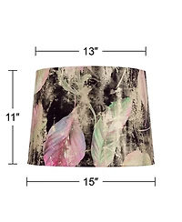 Springcrest 13" Top x 15" Bottom x 11" High x 11" Slant Print Lamp Shade Replacement Drum Leaves Spider Harp Finial