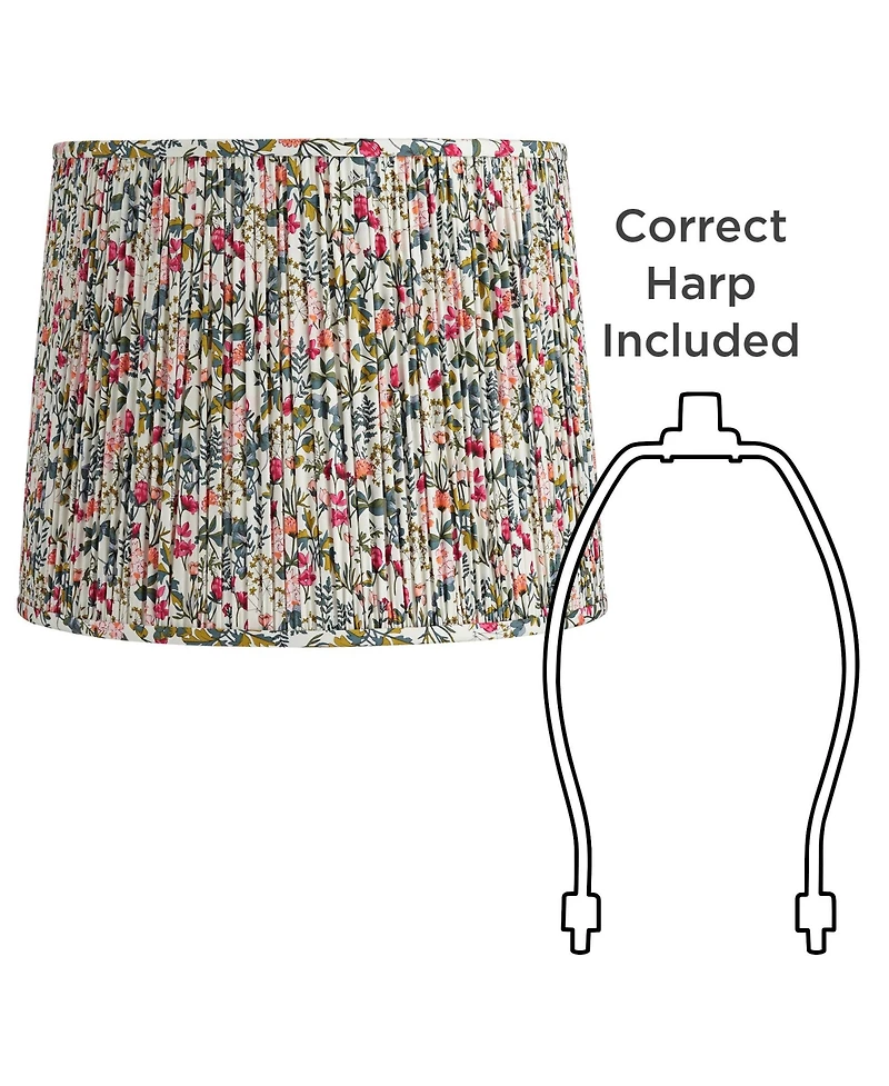 Springcrest Sally Slant Print Lamp Shade Replacement Meadow Pleated Floral Spider Harp Finial